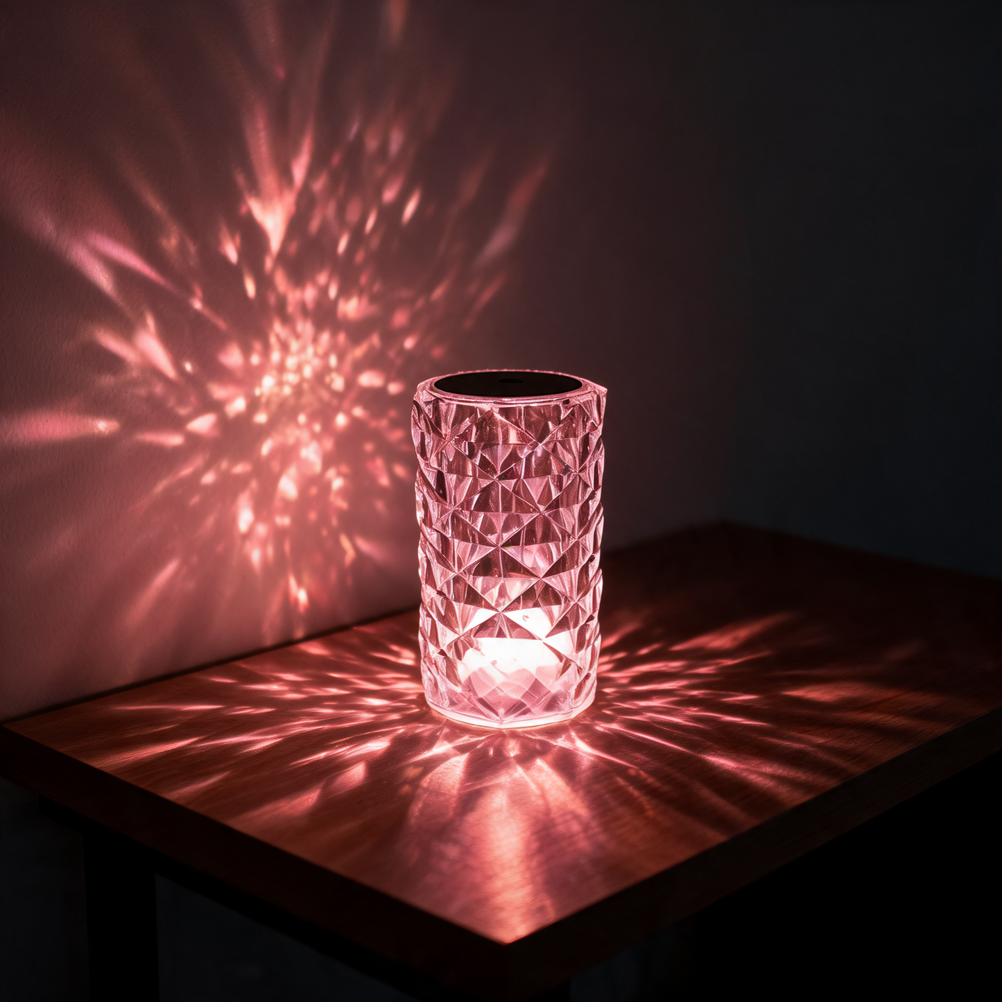 Glowspective Crystal Rose Lamp met roosgloed en kristalpatronen