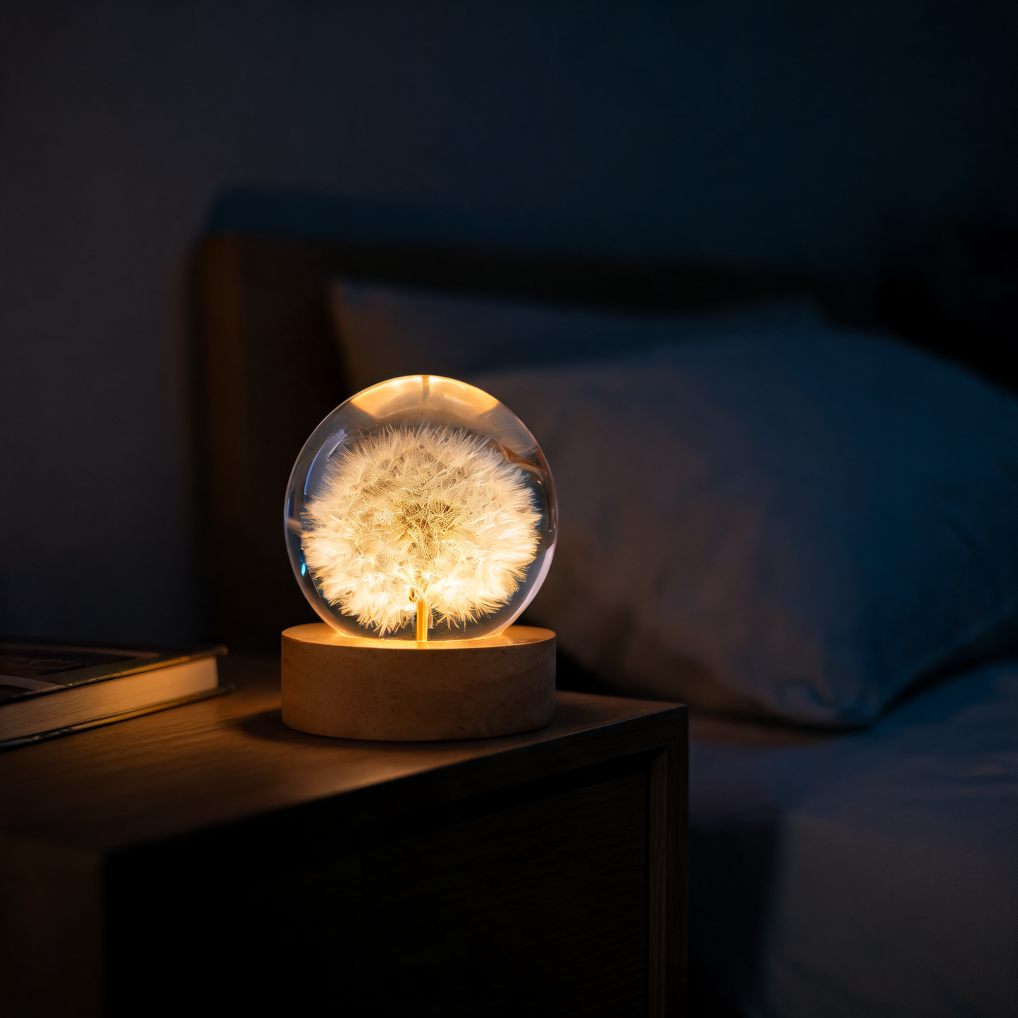 Glowspective Flower Crystal Lamp bloem in kristallen bol met warme gloed
