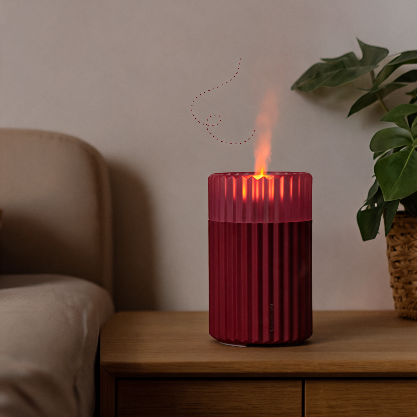 Glowspective Vlam Aroma Diffuser – Luchtbevochtiger met Vlameffect & Nachtlampje