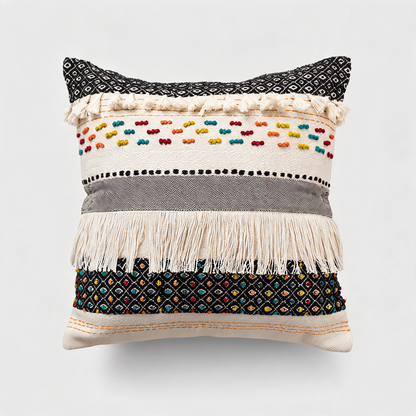 Glowspective Boho Sierkussenhoes – Handgeweven met Kwastjes